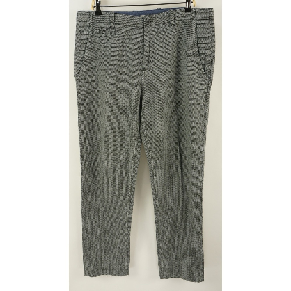 Carbon 2 Cobalt Basket Woven Men's 35 x 31 Gray Cotton Mid Rise Flat Chino Pants